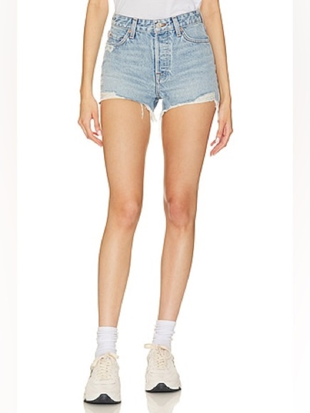 GRLFRND The Eliana High Rise Cut Off Denim Shorts Size 26